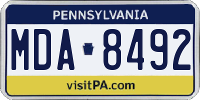 PA license plate MDA8492