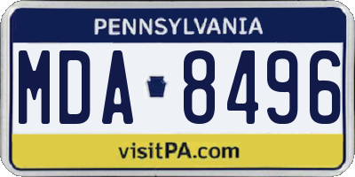 PA license plate MDA8496