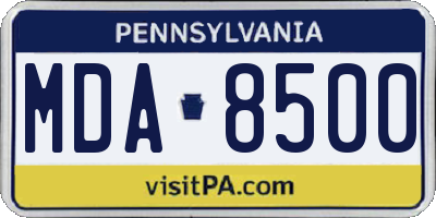 PA license plate MDA8500