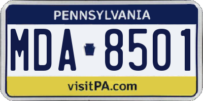 PA license plate MDA8501