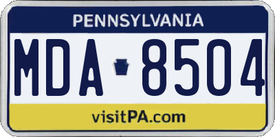 PA license plate MDA8504