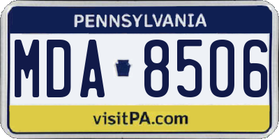 PA license plate MDA8506