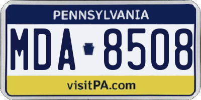 PA license plate MDA8508