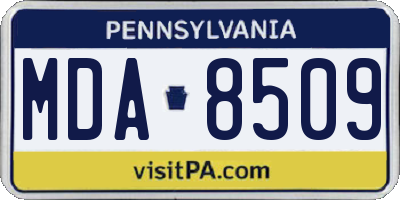 PA license plate MDA8509
