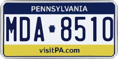 PA license plate MDA8510