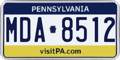 PA license plate MDA8512