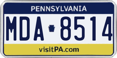 PA license plate MDA8514