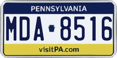 PA license plate MDA8516