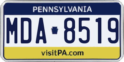 PA license plate MDA8519