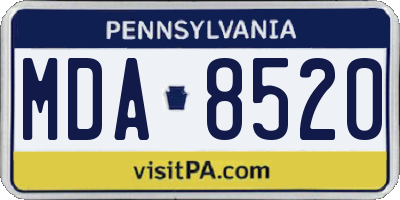 PA license plate MDA8520