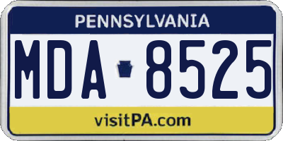 PA license plate MDA8525