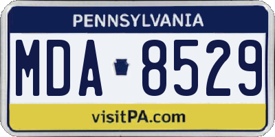 PA license plate MDA8529
