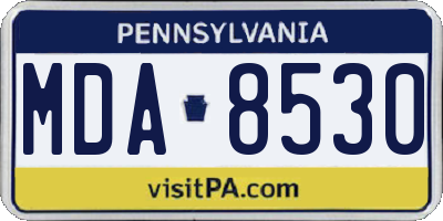 PA license plate MDA8530