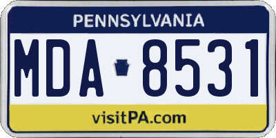 PA license plate MDA8531