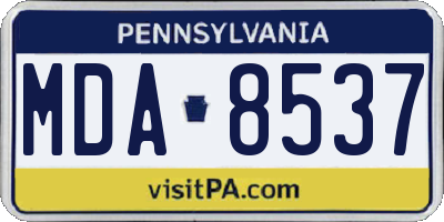 PA license plate MDA8537