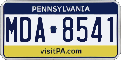 PA license plate MDA8541