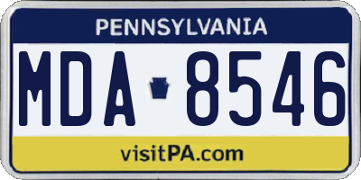 PA license plate MDA8546