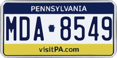 PA license plate MDA8549
