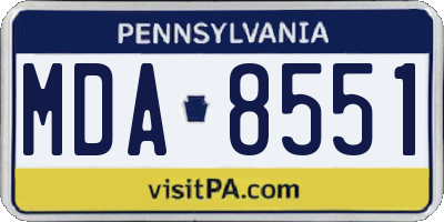 PA license plate MDA8551