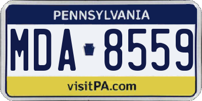 PA license plate MDA8559