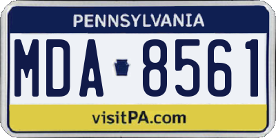 PA license plate MDA8561