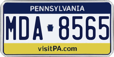 PA license plate MDA8565