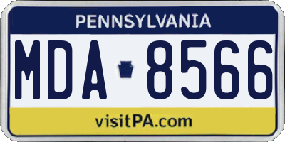 PA license plate MDA8566