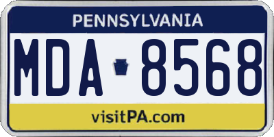 PA license plate MDA8568