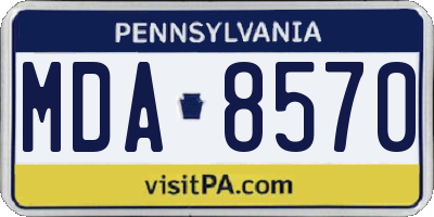 PA license plate MDA8570