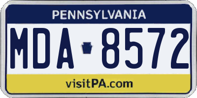 PA license plate MDA8572