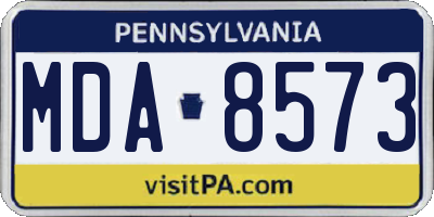 PA license plate MDA8573