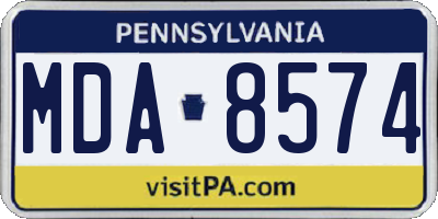 PA license plate MDA8574