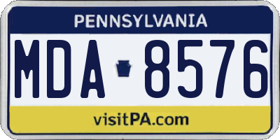 PA license plate MDA8576