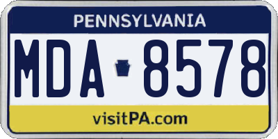 PA license plate MDA8578