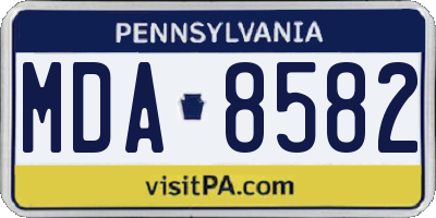 PA license plate MDA8582
