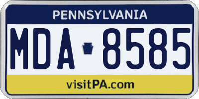 PA license plate MDA8585