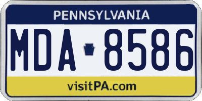 PA license plate MDA8586