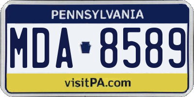 PA license plate MDA8589