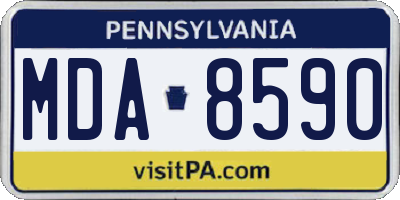 PA license plate MDA8590