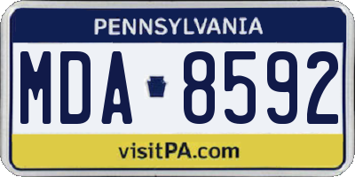 PA license plate MDA8592