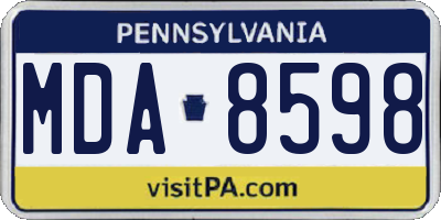 PA license plate MDA8598