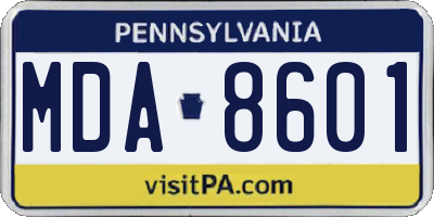 PA license plate MDA8601