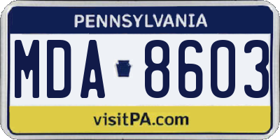 PA license plate MDA8603