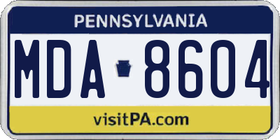 PA license plate MDA8604