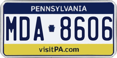 PA license plate MDA8606