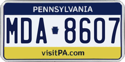 PA license plate MDA8607