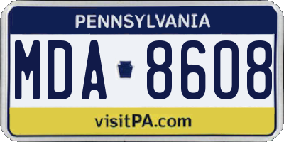 PA license plate MDA8608