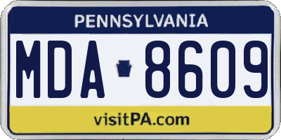 PA license plate MDA8609