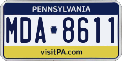 PA license plate MDA8611