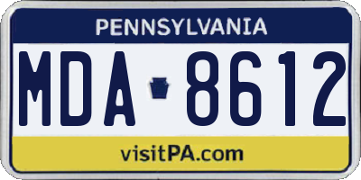 PA license plate MDA8612